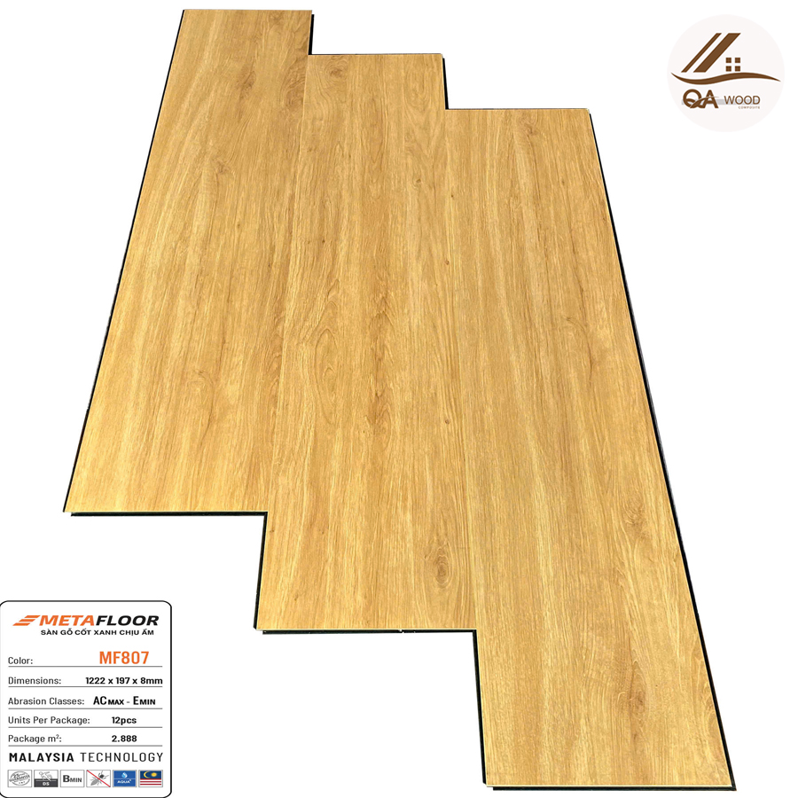 Sàn Gỗ Meta Floor Cốt Xanh 8mm MF807