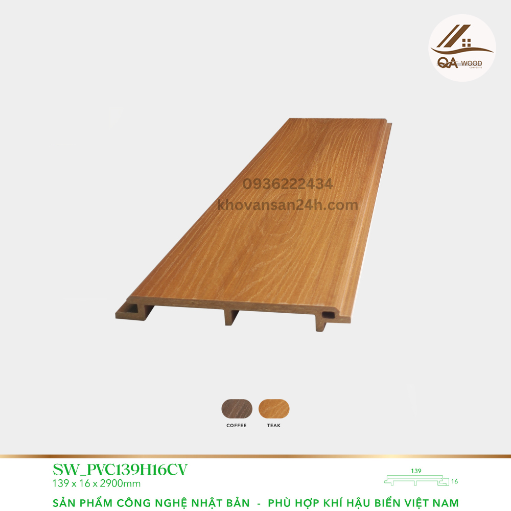 Gỗ nhựa ngoài trời - SW_PVC139H16CV-Teak