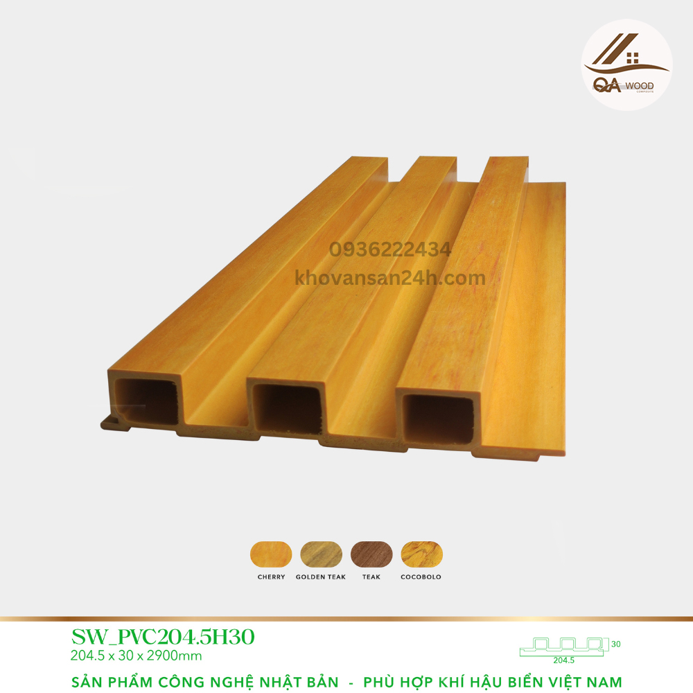 Tấm ốp lam sóng - SW_PVC2045H30-Cherry