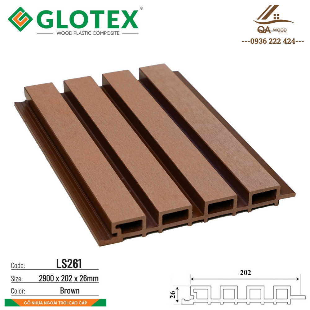 Tấm ốp lam sóng ngoài trời Glotex mã LS261 - Brown 