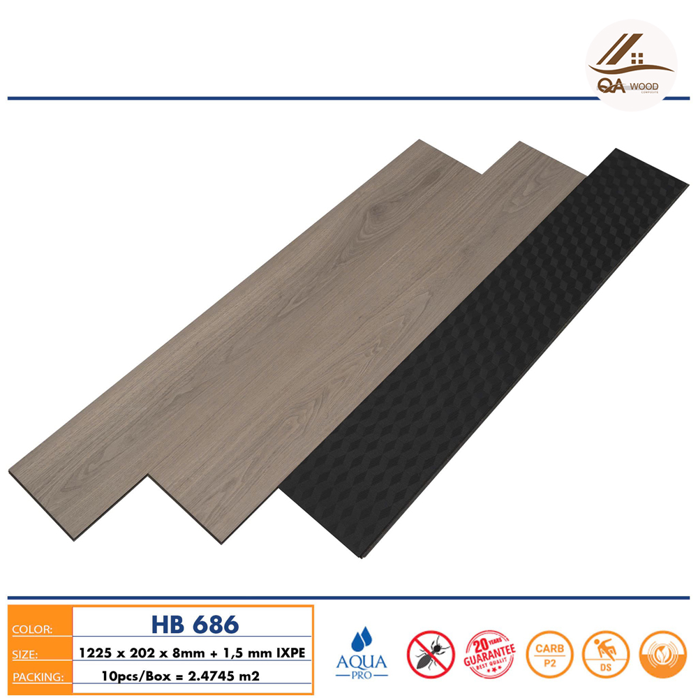 Sàn gỗ Hobi Black 8mm - HB 686