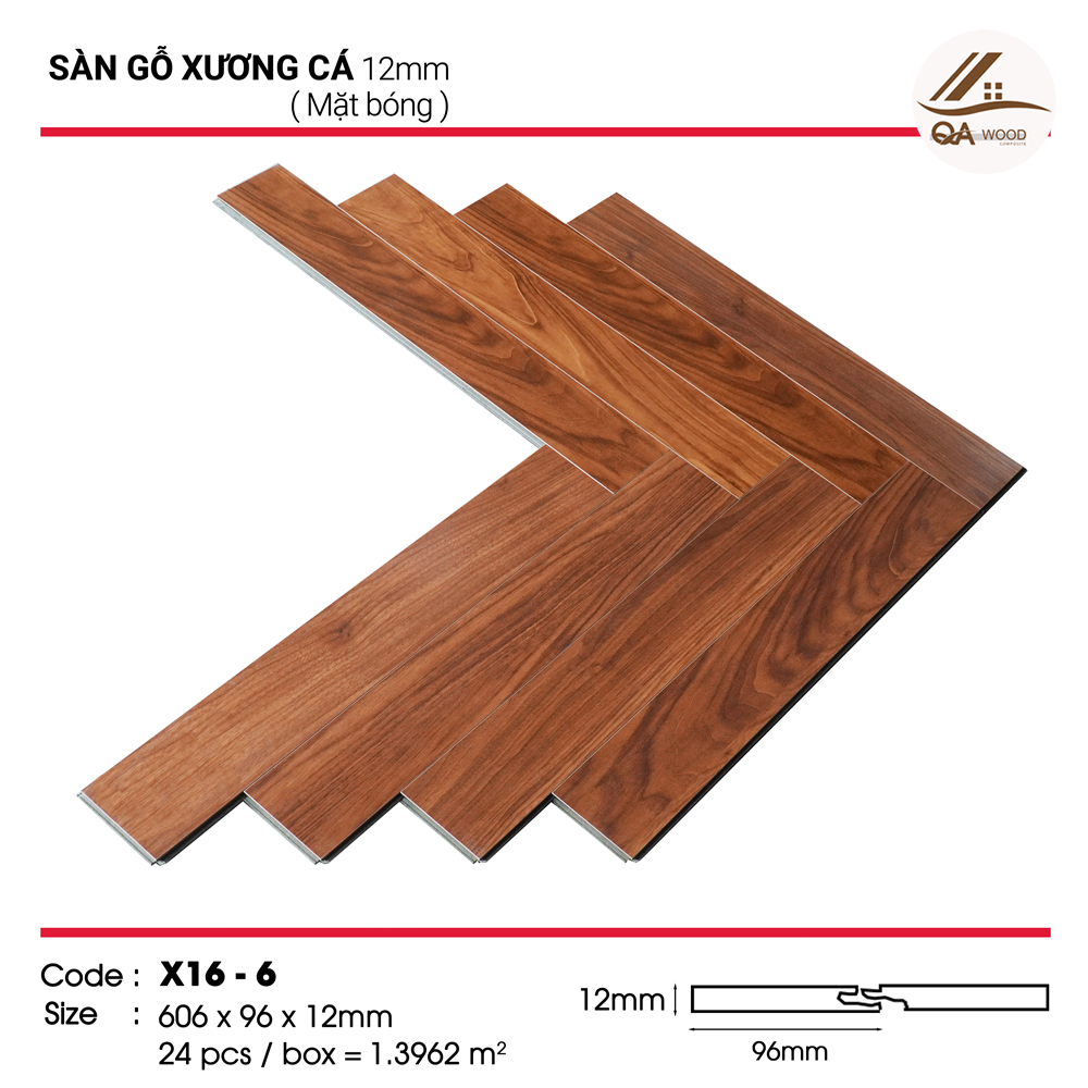 Sàn gỗ Kosmos xương cá 12mm - X16-6