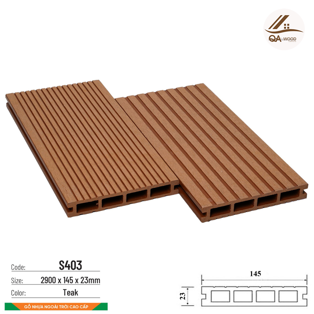 Sàn gỗ nhựa ngoài trời Glotex - S403 Teak 