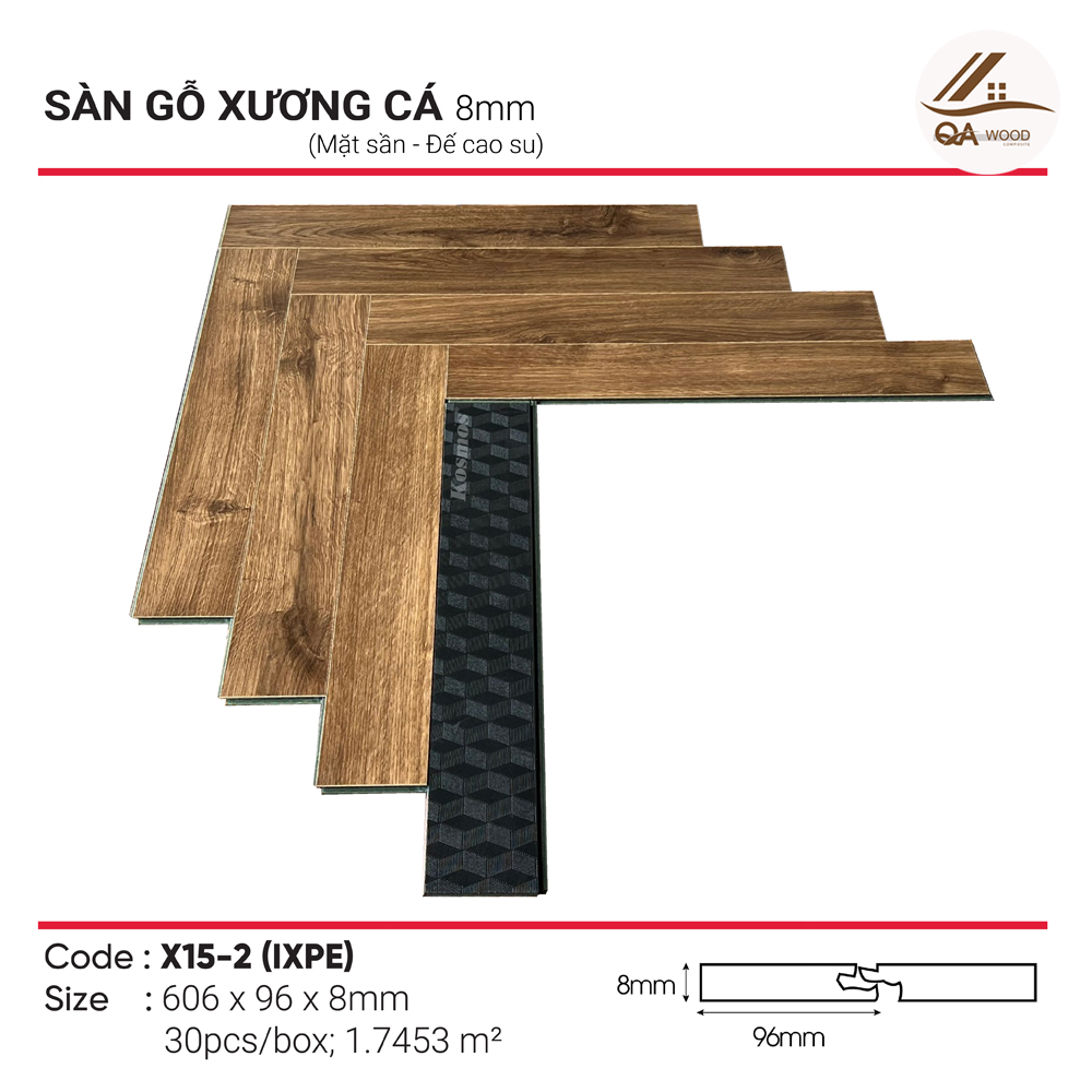 Sàn gỗ Kosmos xương cá 8mm - X15-2