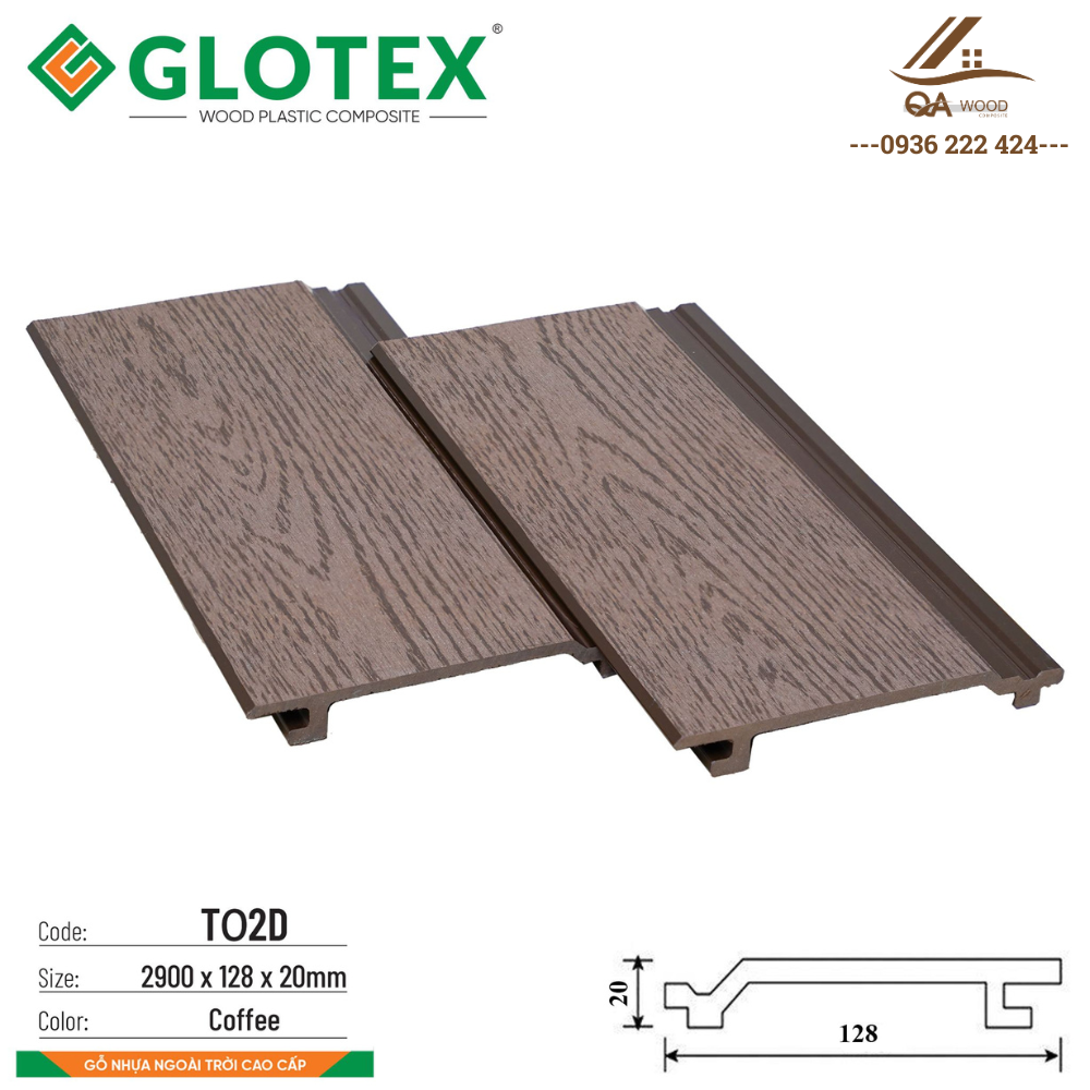 Tấm ốp gỗ nhựa ngoài trời Glotex - TO2D-Coffee